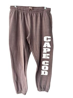 Cape Cod Deep Tan Mocha Graphic Jogger Cotton Terry Sweatpants SZ M